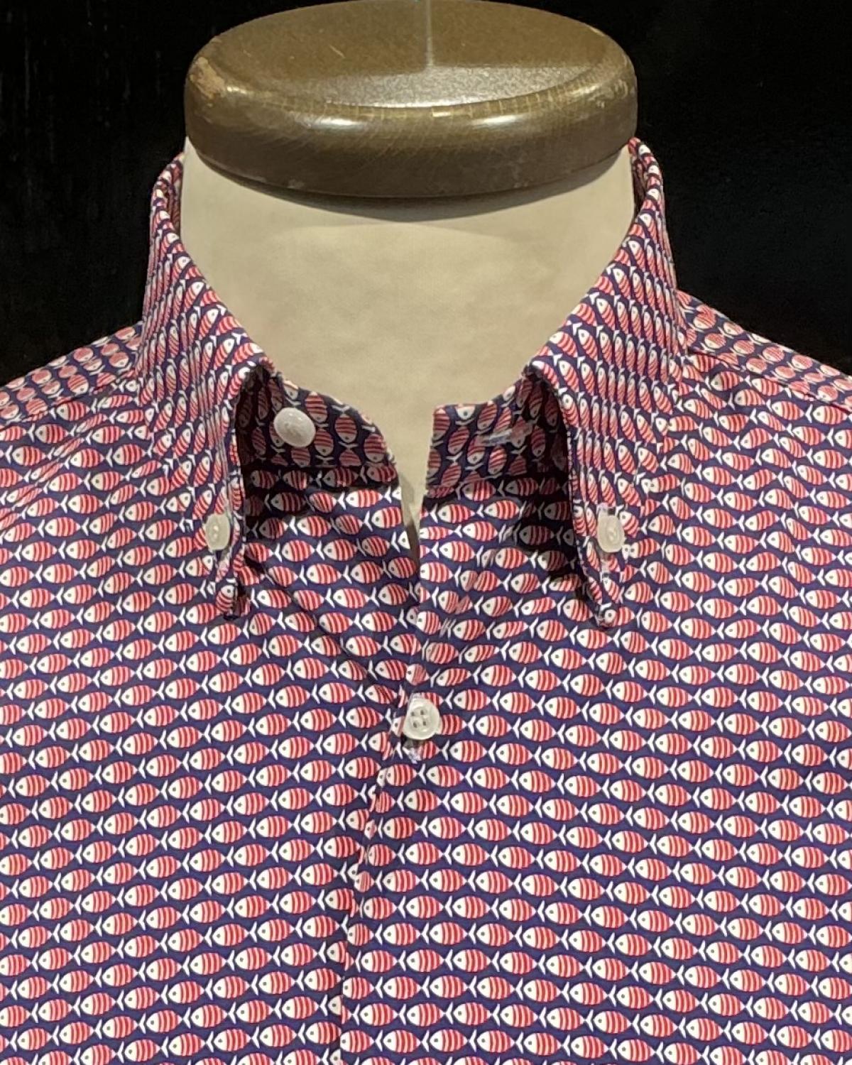 Camicia cotone stampato  Blu notte