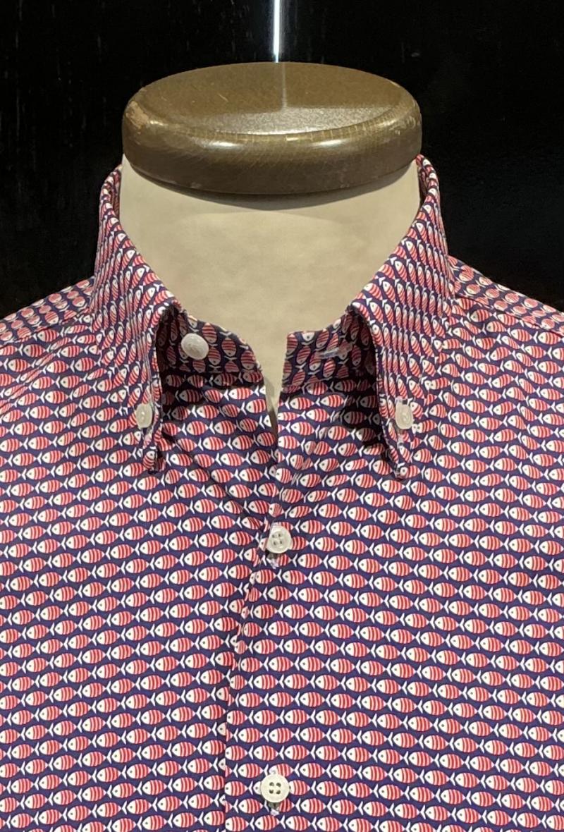 Camicia cotone stampato  Blu notte