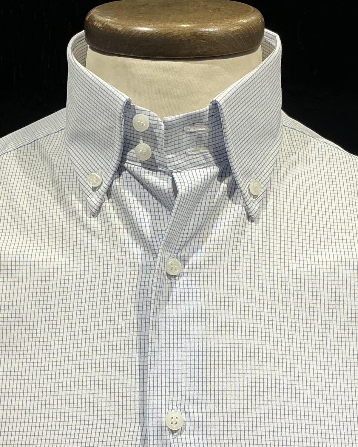 Button down quadretti  Bianco e cielo