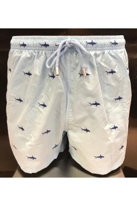 Bianco con Squali Blu