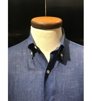 100% Linen Avion Blue